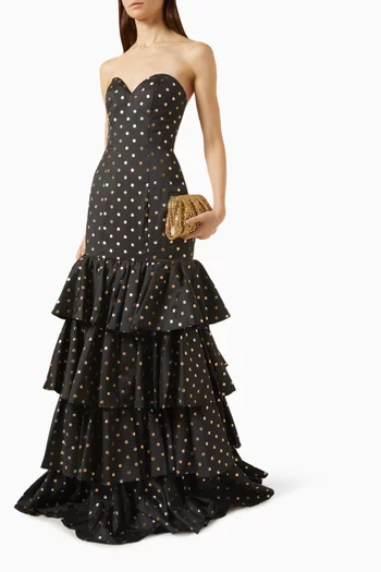 Ruffle Mermaid Gown in Crepe