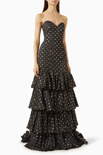 Ruffle Mermaid Gown in Crepe