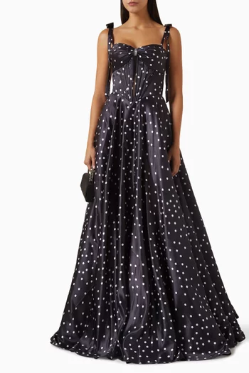 Polka-dot A-Line Gown in Satin