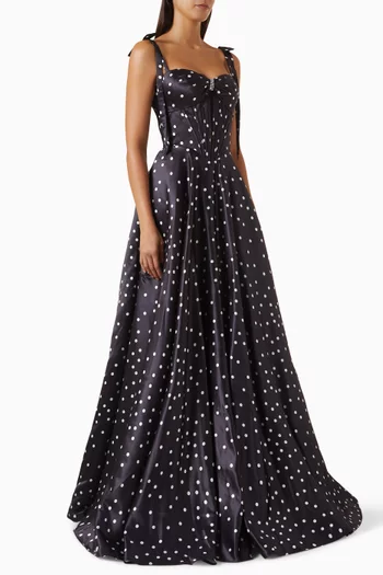 Polka-dot A-Line Gown in Satin