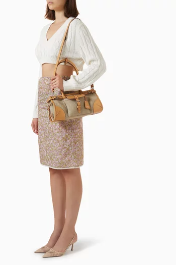 Medium Bonnie Handbag in Linen & Leather