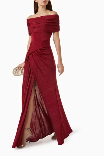 Off-shoulder Gown in Lurex-jersey