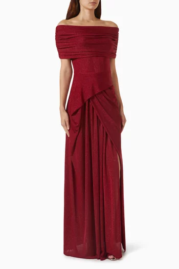 Off-shoulder Gown in Lurex-jersey