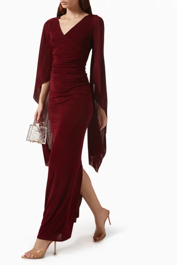 Ruched Gown in Acetate-jersey