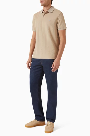 Tonal Stripe Polo T-shirt in Cotton-blend