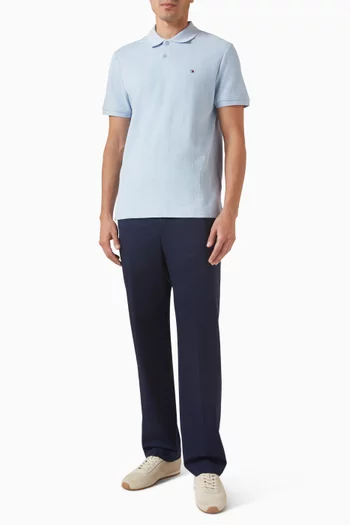 Tonal Stripe Polo T-shirt in Cotton-blend