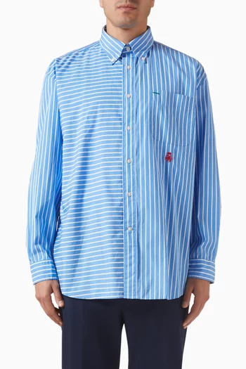 Mixed Striped Shirt in Cotton-poplin