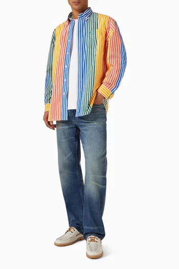 Relaxed Fit Stripe Shirt in Cotton Poplin