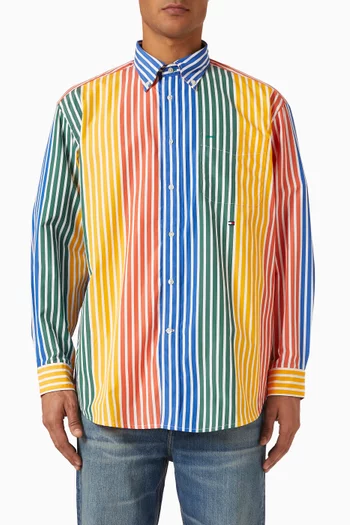 Relaxed Fit Stripe Shirt in Cotton Poplin