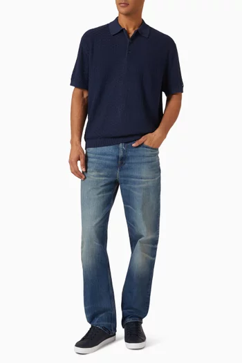 Washed Structured Polo Shirt in Cotton
