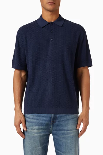 Washed Structured Polo Shirt in Cotton