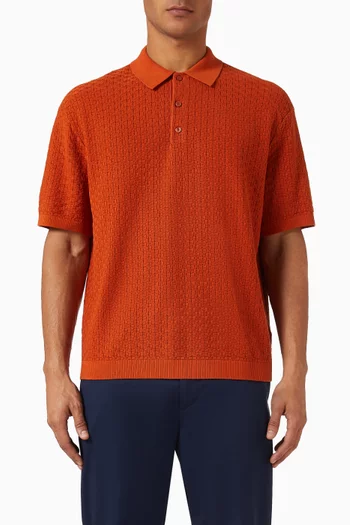 Washed Structured Polo Shirt in Cotton