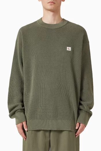 Waffle Sweater in Cotton-knit