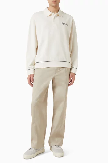 Embroidered Logo Polo Sweatshirt in Terry Fleece