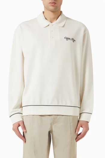 Embroidered Logo Polo Sweatshirt in Terry Fleece