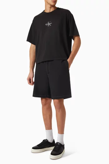 Straight-leg Shorts in Cotton-canvas