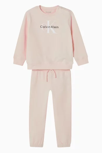 Logo Sweatshirt & Sweatpants Set in Cotton