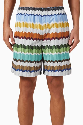 Mare Irregular Zig Zag Long Swim Shorts