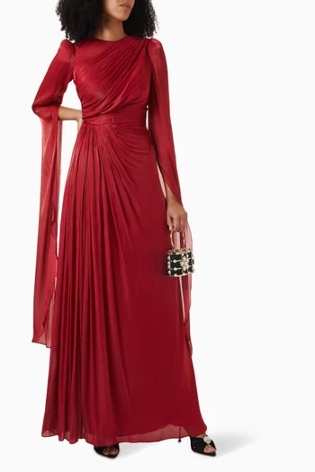 Halo Draped Gown in Silk-chiffon