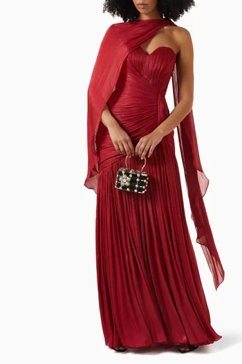 Icon Draped Gown in Silk-chiffon