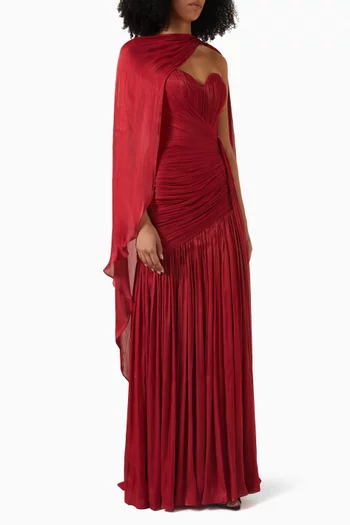 Icon Draped Gown in Silk-chiffon