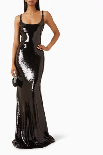 Fitted Sequin Gown