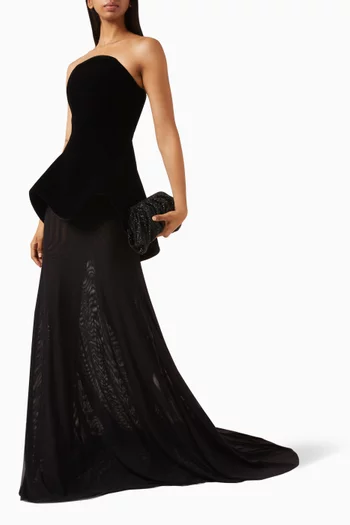 Strapless Curved Hem Gown