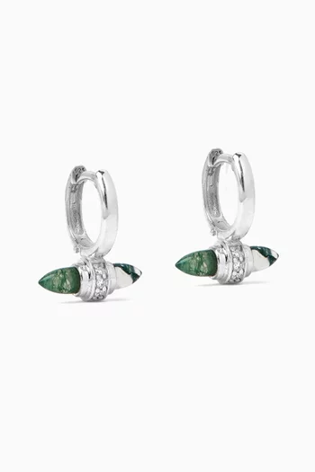 Lunette Barbell Huggie Earrings in Sterling Silver