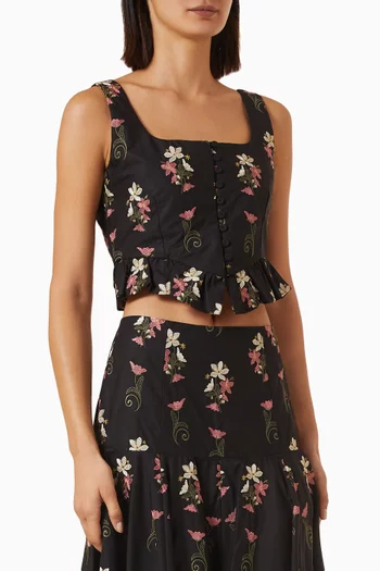Eslabon Embroidered Crop Top in Cotton