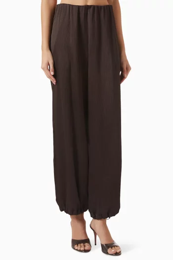 Mid-rise Pants in Plissé