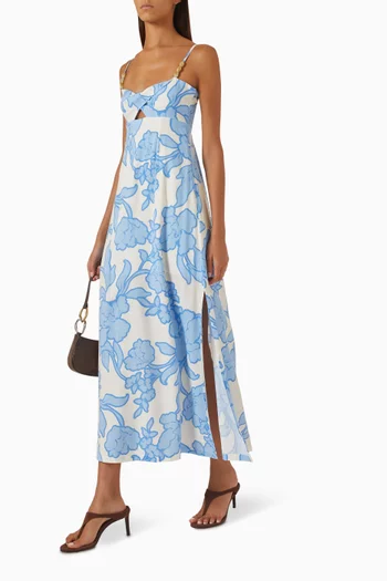 فستان أليسيا بعقدة ملفوفة في الأمام مزيج قطن