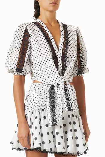بلوزة أوليفار بنقشة منقطة
