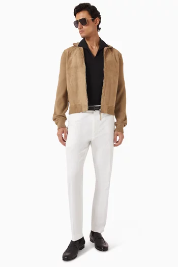 Suede Front Full-zip Jacket in Wool