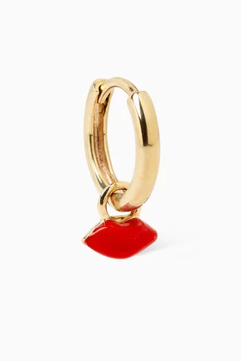 Mini Lip Single Huggie Earring in 14kt Gold