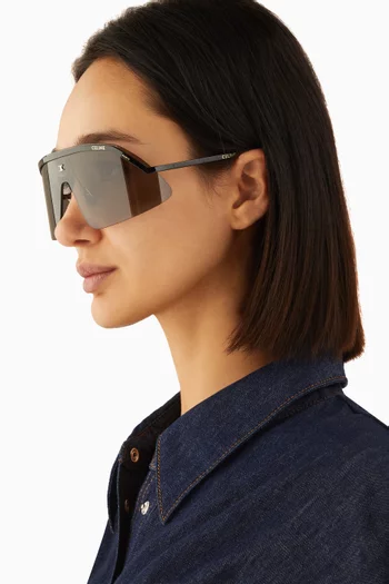 Morning Shade Wrap Around Sunglasses in Metal