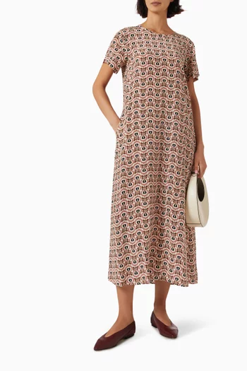 Printed T-shirt Maxi Dress in Silk