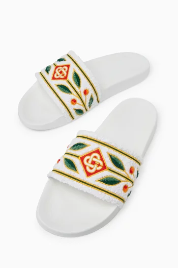 Embroidered Slides in Terry