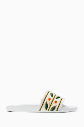 Embroidered Slides in Terry