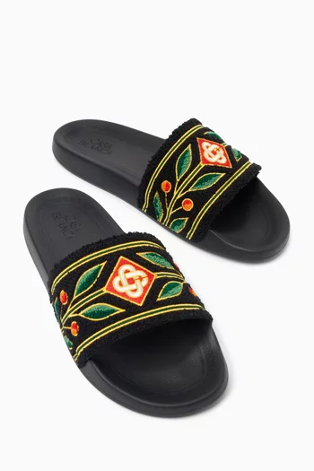 Embroidered Slides in Terry