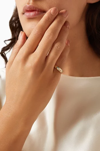 خاتم مرصع بأحجار زركونيا مكعبة على شكل قلب وأجرام سماوية نحاس مطلي بلون ذهبي
