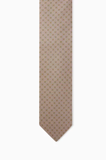 Medallion-print Tie in Silk