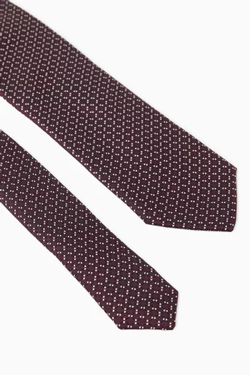 Micro Dot Woven Tie in Silk
