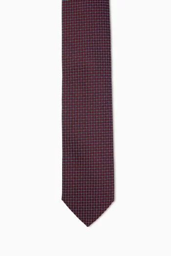 Micro Geometrical-print Tie in Silk