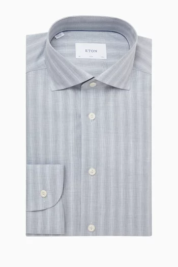 Plaid Melange Shirt in Fine Twill
