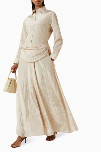 Scarf Drape Shirt Dress