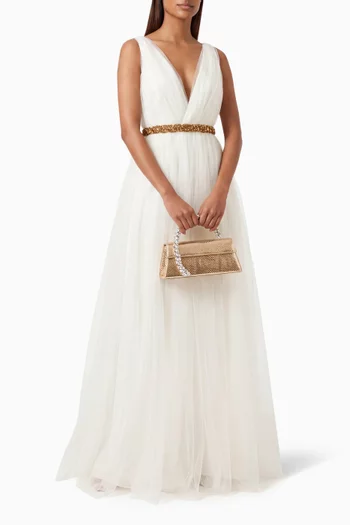 Clarabella Belted Gown in Tulle