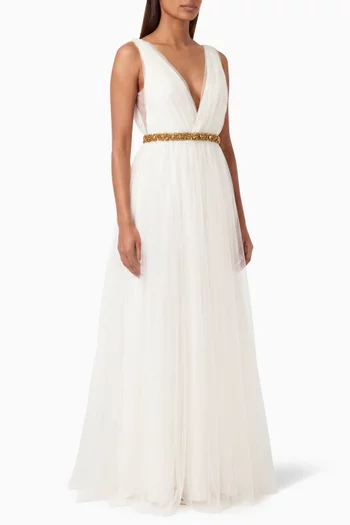 Clarabella Belted Gown in Tulle