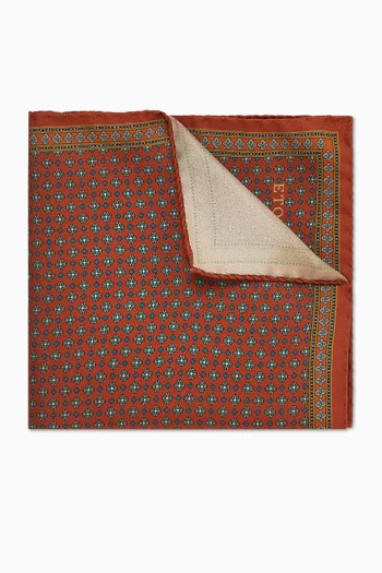 Floral-dyed Pocket Square in Silk Twill