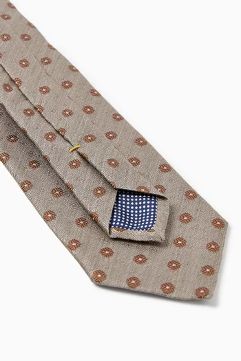 Floral Woven Tie in Shantung Silk
