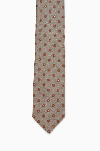 Floral Woven Tie in Shantung Silk